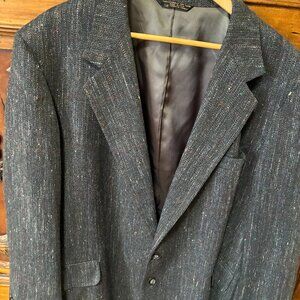 Vintage LACROSSE Tailored Exclusive Men's Black Tweed Suit Jacket Size 52L